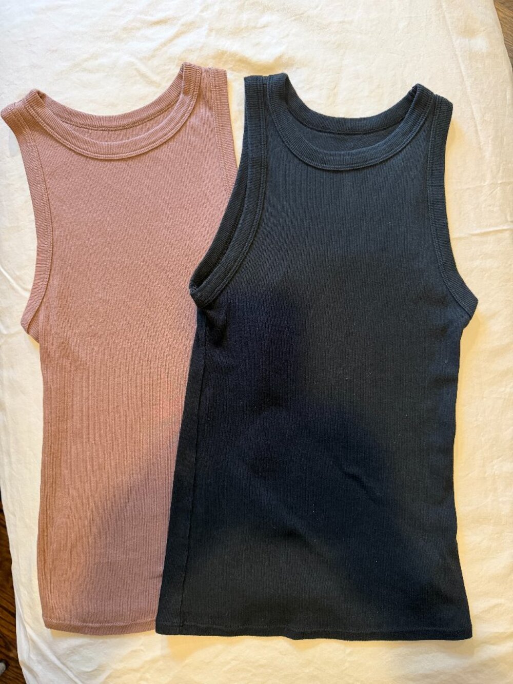 A New Day High Neck Ribbed Tank Top Bundle XS Black & Taupe